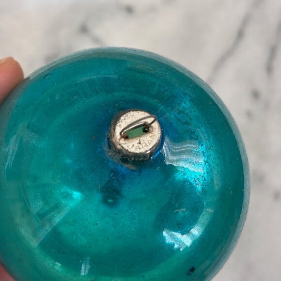 Vintage Box of 12 Christmas Glass Ball Ornaments Japan Aqua Mercury Glass - Picture 8 of 10